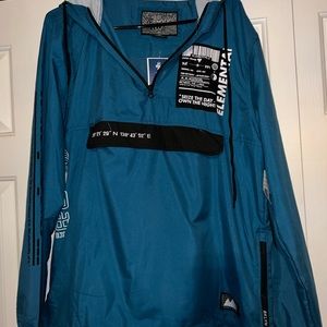 Brooklyn Cloth half size outer wind breaker, turquoise hooded with strings